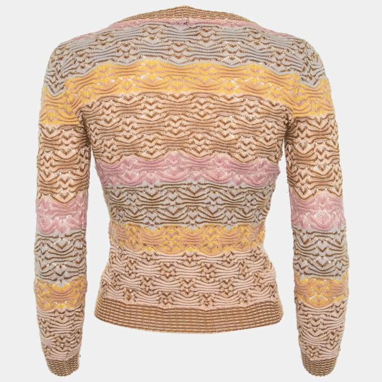 Pre Owned Missoni Multicolor Pattern Wool Knitted Crewneck Sweater S
