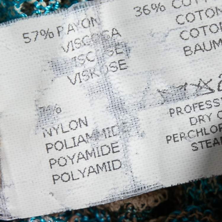 Pre Owned Missoni Blue Patterned Perforated-Knit Mini Dress S