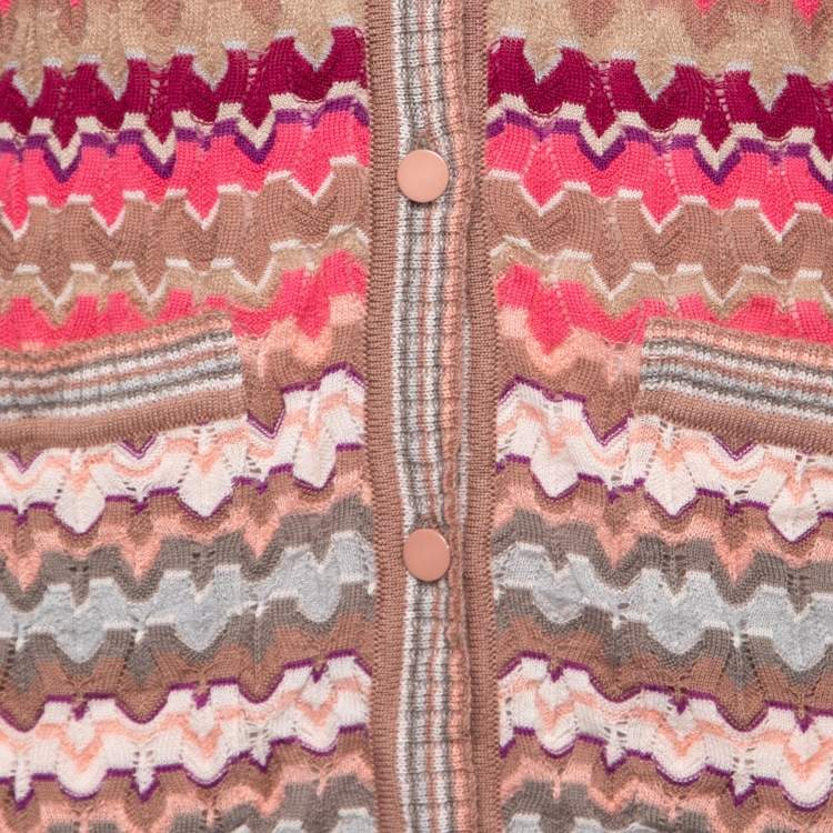 Pre Owned Missoni Multicolor Wool Knit Button Front Cardigan M