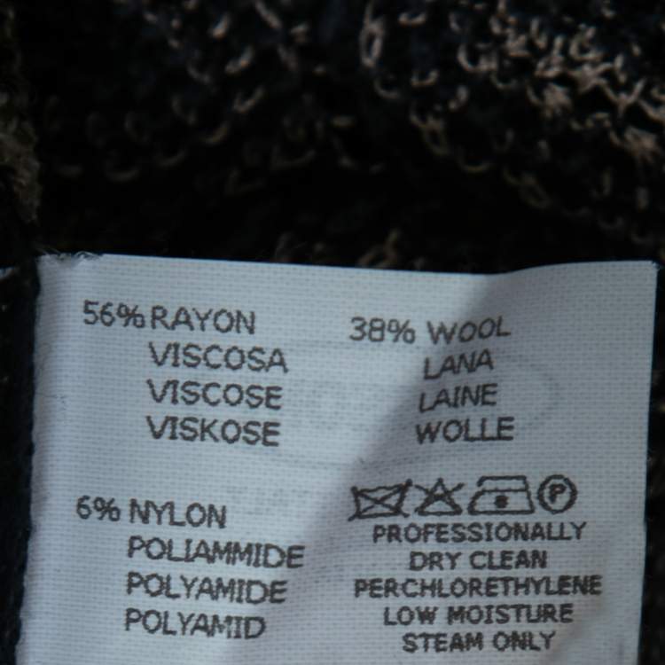 Pre Owned Missoni Grey Multicolor Patterned Crochet-Knit Fold Over Pants M
