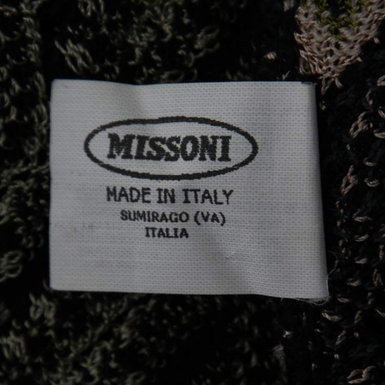 Pre Owned Missoni Grey Multicolor Patterned Crochet-Knit Fold Over Pants M