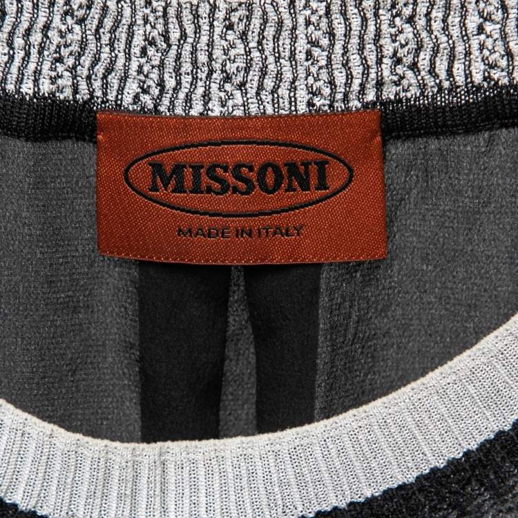 Pre Owned Missoni Black Silk Patterned Ribbed Collar Sleeveless Top S