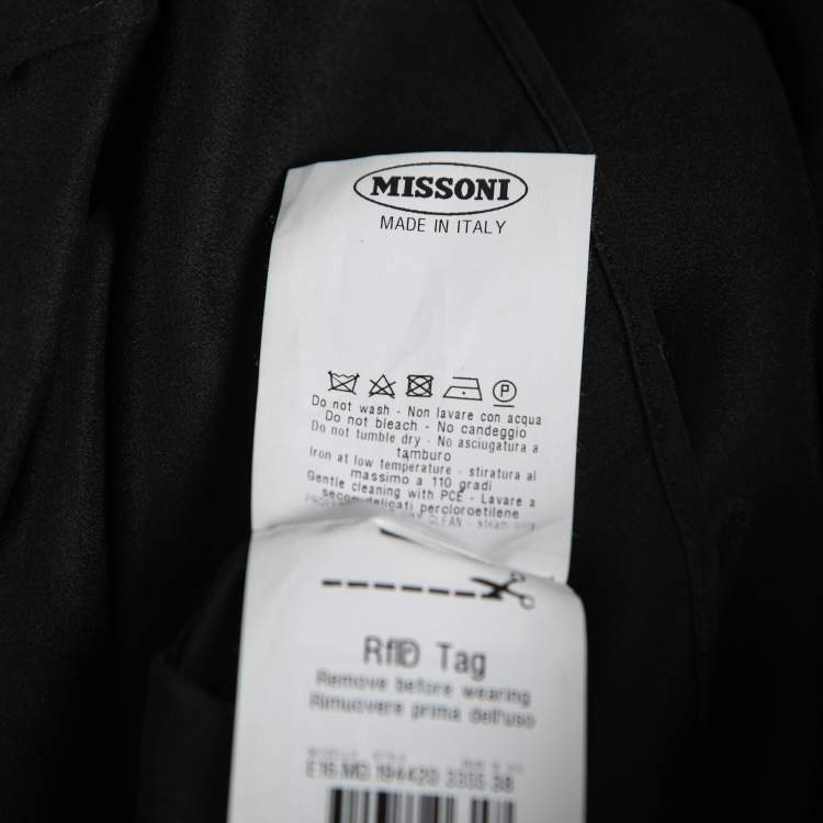 Pre Owned Missoni Black Silk Patterned Ribbed Collar Sleeveless Top S