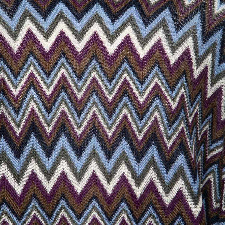 Pre Owned Missoni Multicolor Chevron Patterned Wool Poncho One Size 