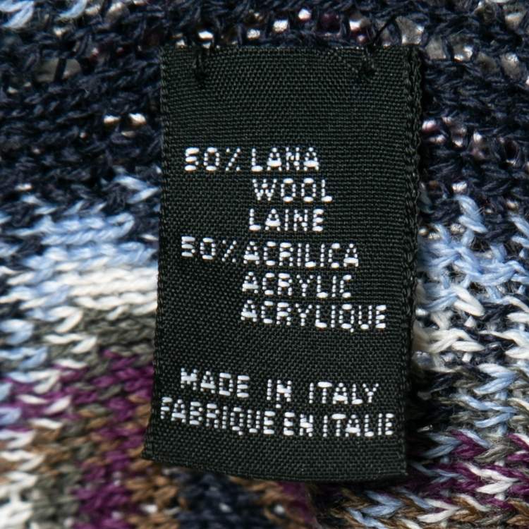 Pre Owned Missoni Multicolor Chevron Patterned Wool Poncho One Size 