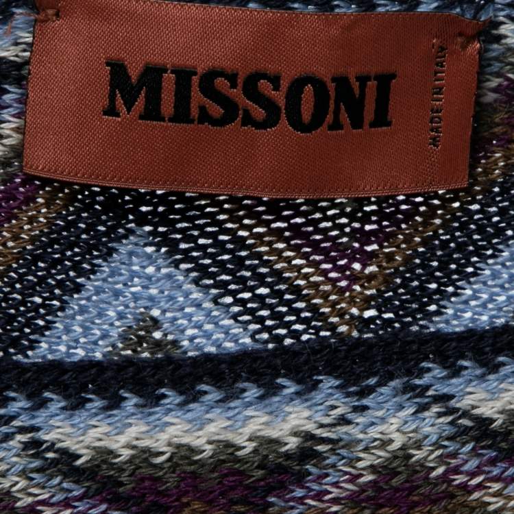 Pre Owned Missoni Multicolor Chevron Patterned Wool Poncho One Size 