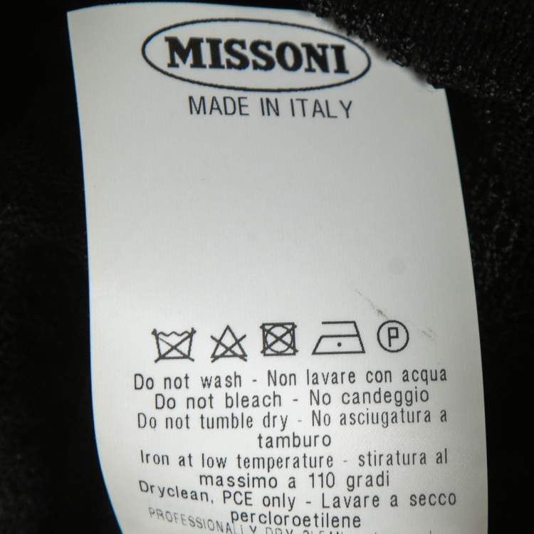 Pre Owned Missoni Black Textured Ribbed Knit Top S