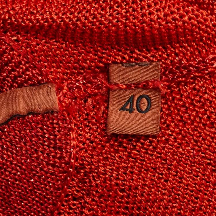 Pre Owned Missoni Orange Lurex Knit Sleeveless Top S