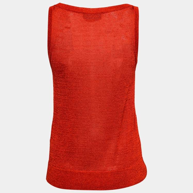 Pre Owned Missoni Orange Lurex Knit Sleeveless Top S