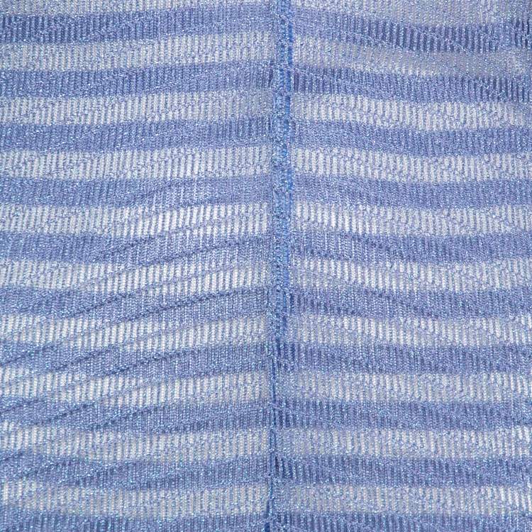 Pre Owned Missoni Blue Striped Knit Kaftan Jumpsuit S
