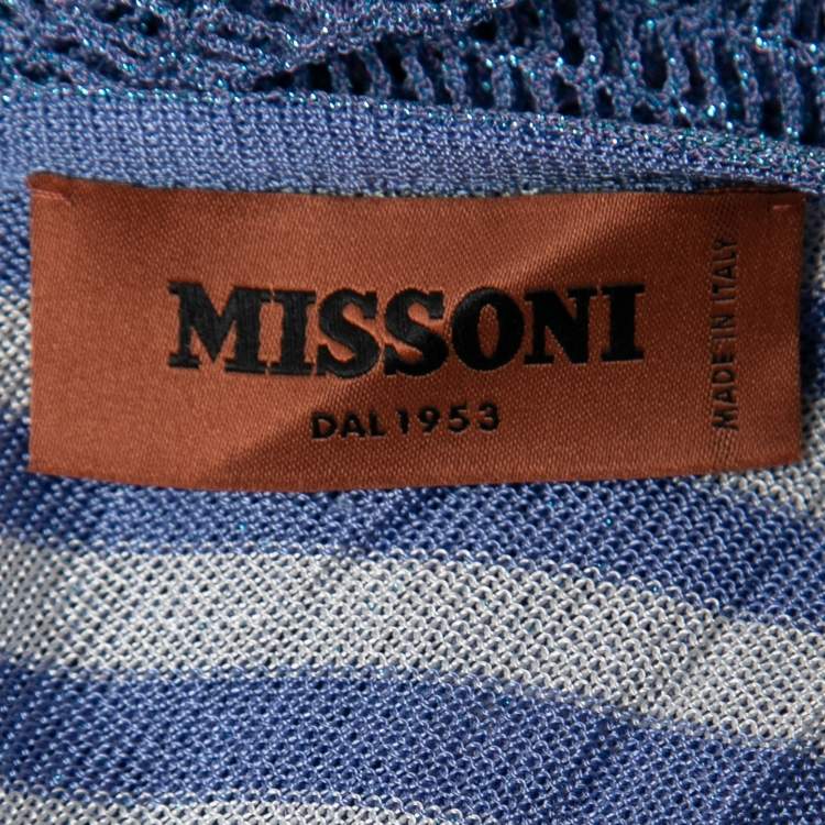 Pre Owned Missoni Blue Striped Knit Kaftan Jumpsuit S