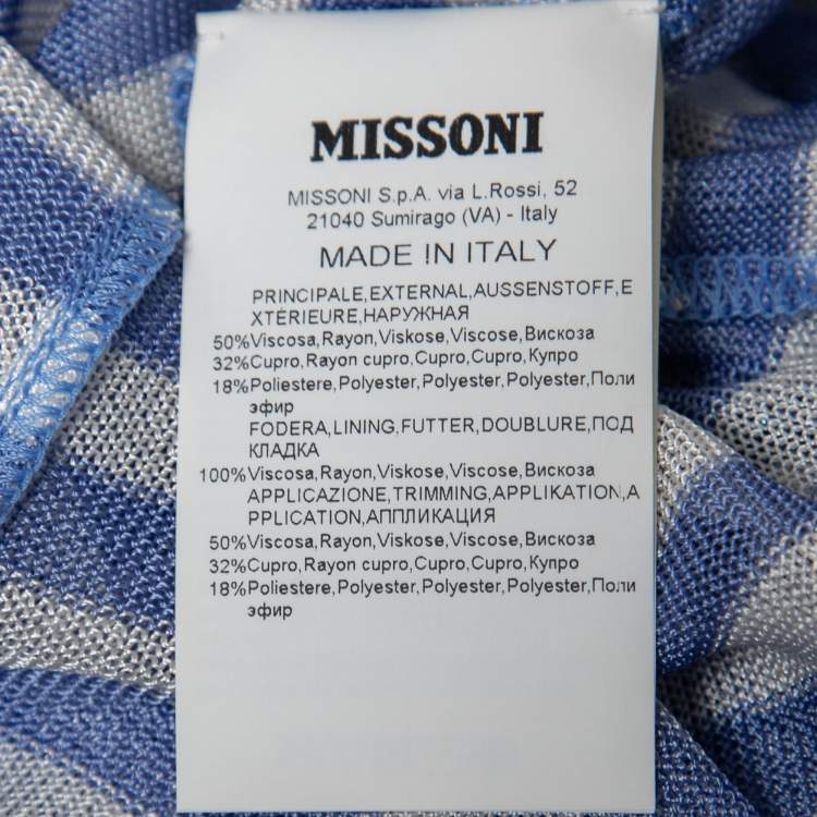 Pre Owned Missoni Blue Striped Knit Kaftan Jumpsuit S