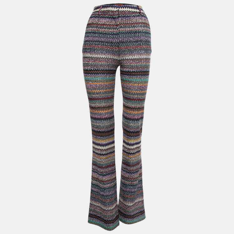 Pre Owned Missoni Multicolor Zig-Zag Patterned Lurex Knit Trousers S