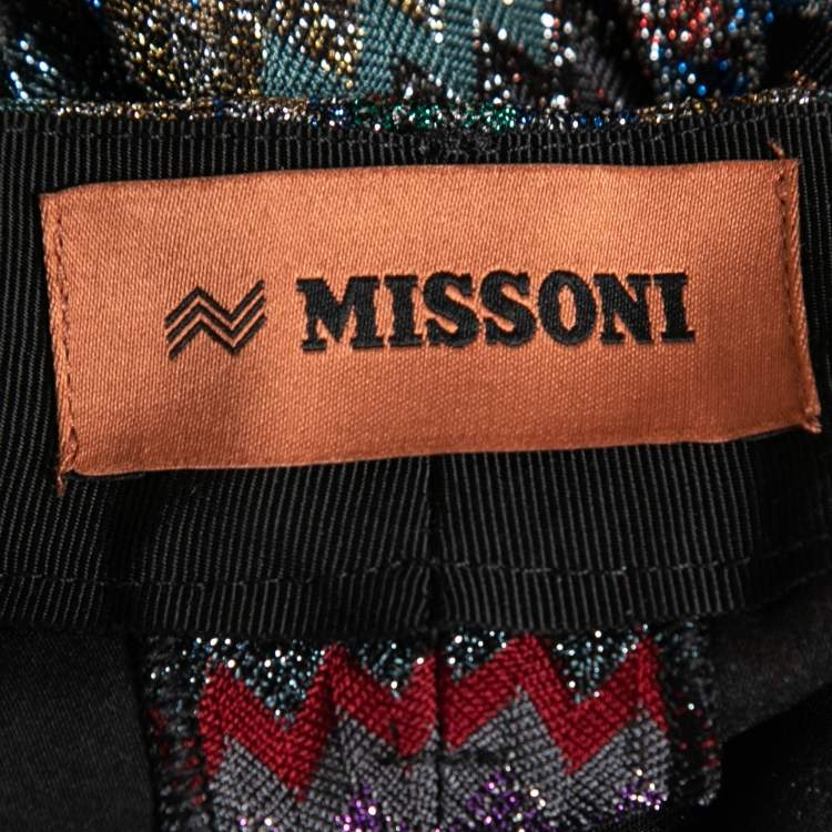 Pre Owned Missoni Multicolor Zig-Zag Patterned Lurex Knit Trousers S