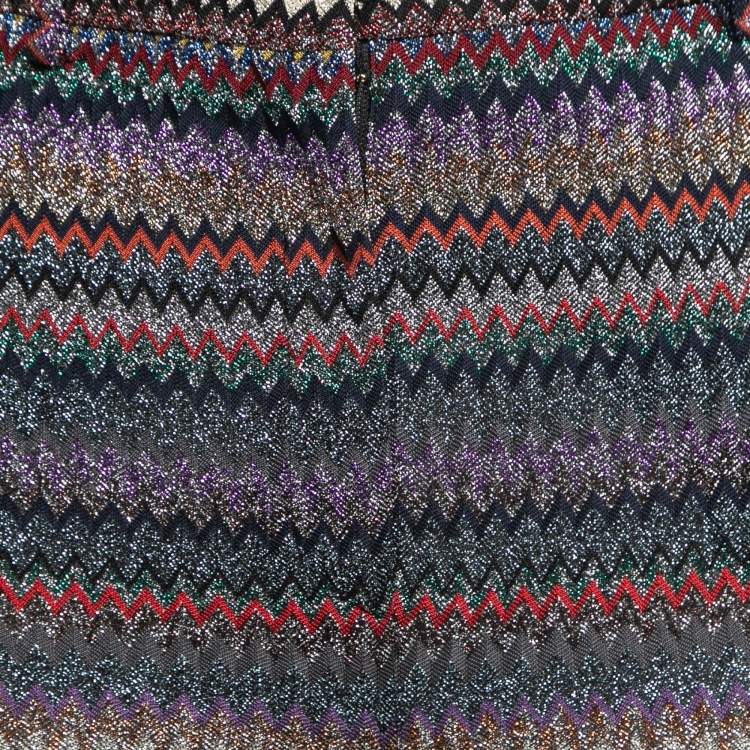 Pre Owned Missoni Multicolor Zig-Zag Patterned Lurex Knit Trousers S