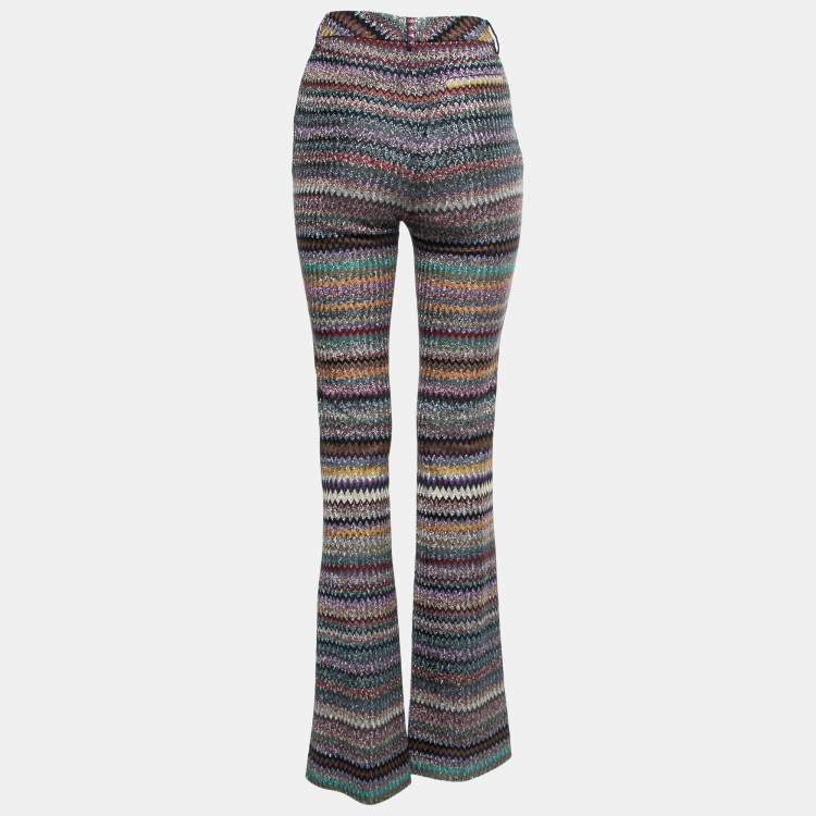 Pre Owned Missoni Multicolor Zig-Zag Patterned Lurex Knit Trousers S