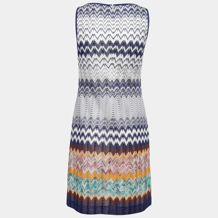 Pre Owned Missoni Multicolor Chevron Patterned Knit Mini Dress S