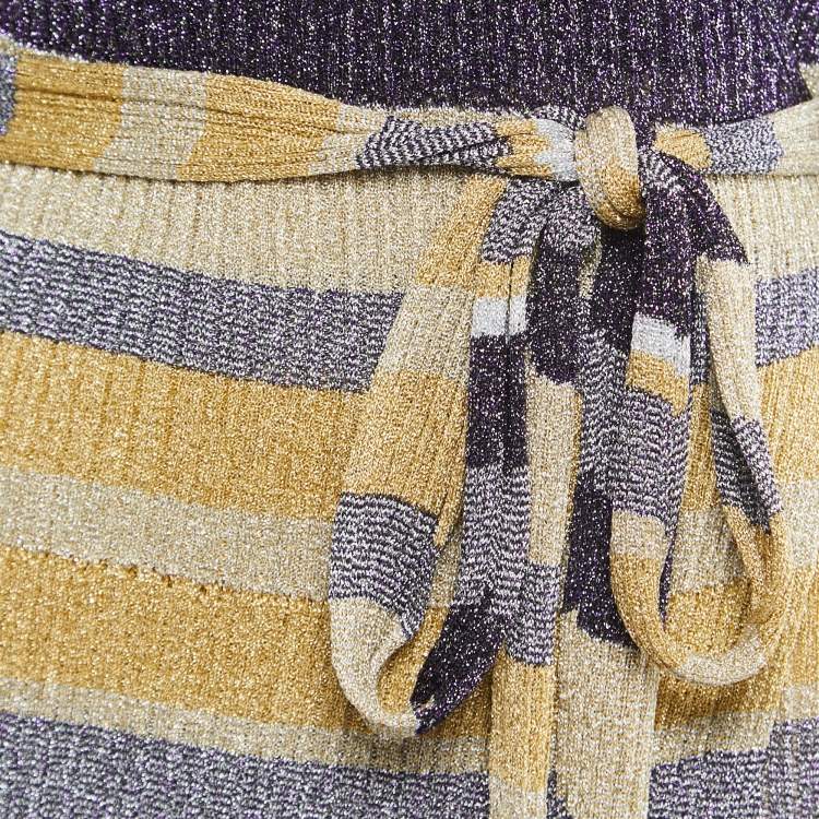 Pre Owned Missoni Collection Multicolor Striped Lurex Knit Wrap Dress M