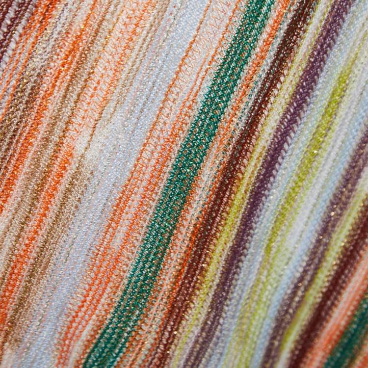 Pre Owned Missoni Multicolor Intarsia Knit Fringed Poncho OS