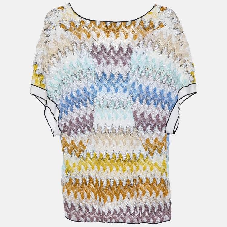 Pre Owned Missoni Multicolor Cotton Patterned Knit Oversized Top M