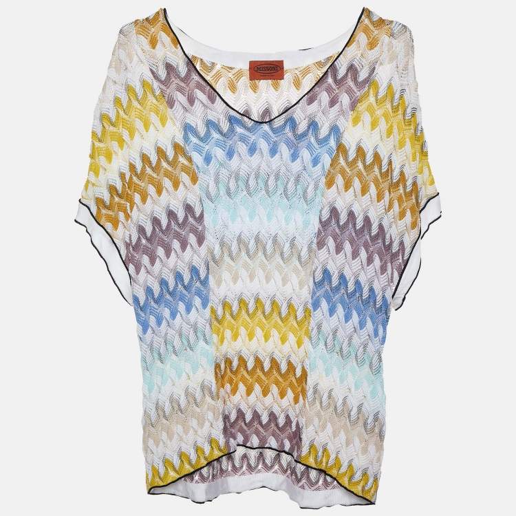 Pre Owned Missoni Multicolor Cotton Patterned Knit Oversized Top M