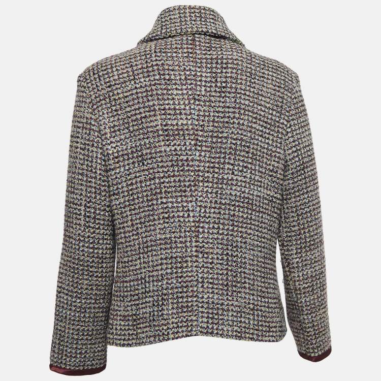 Pre Owned Missoni Multicolor Tweed Tie Neck Jacket L