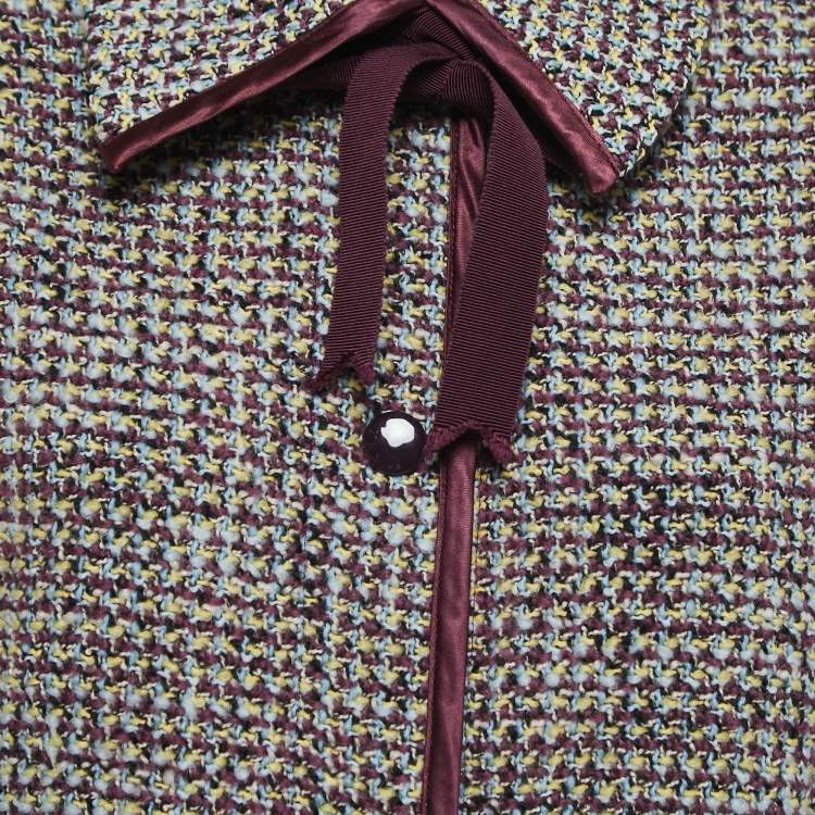 Pre Owned Missoni Multicolor Tweed Tie Neck Jacket L