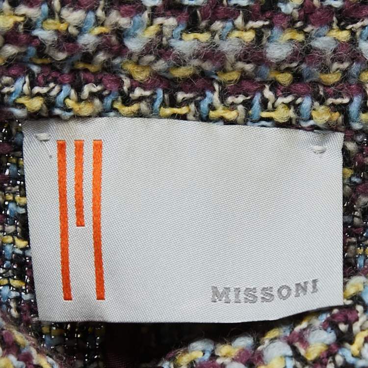Pre Owned Missoni Multicolor Tweed Tie Neck Jacket L