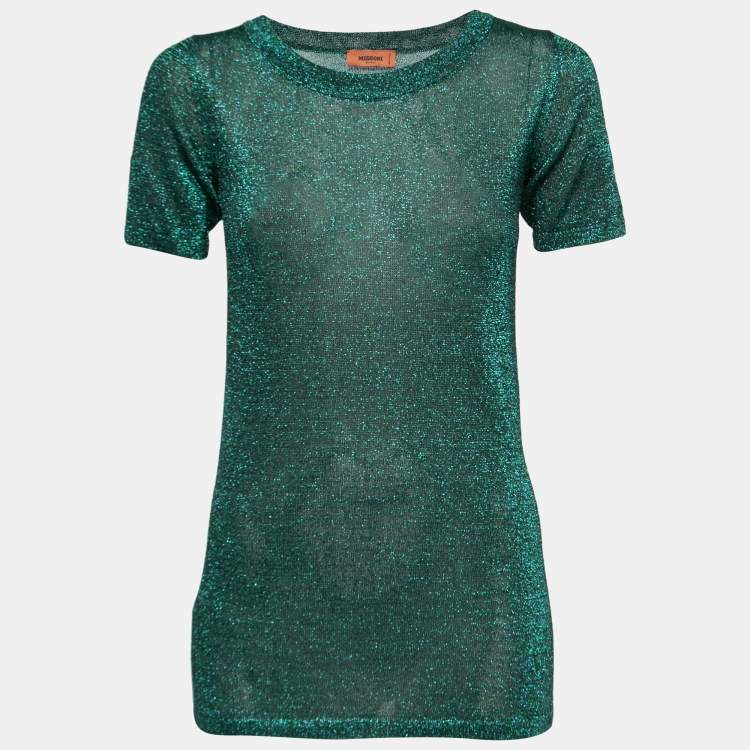 Missoni Green Lurex Knit T-Shirt S Missoni | TLC