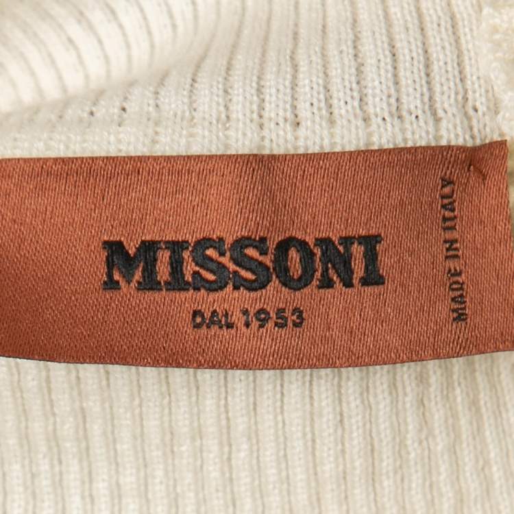 Pre Owned Missoni Cream/Brown Ombre Wool Knitted Top S
