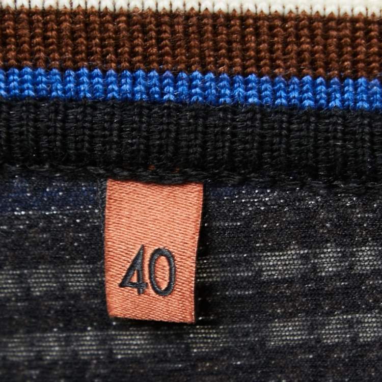 Pre Owned Missoni Blue Checkered Stretch Knit Wide Leg Trousers S