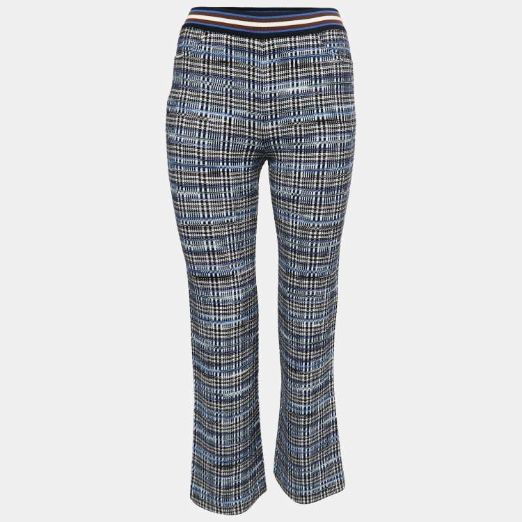 Pre Owned Missoni Blue Checkered Stretch Knit Wide Leg Trousers S
