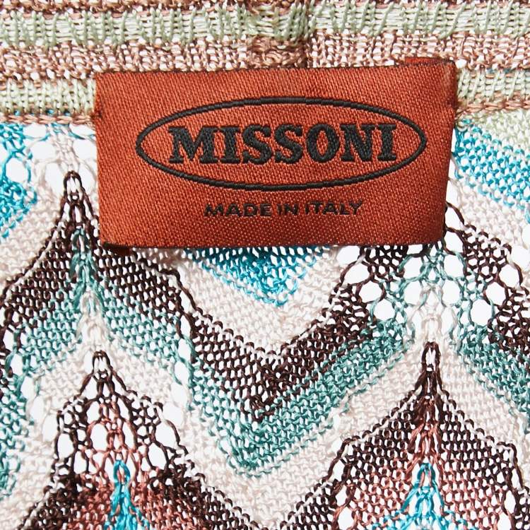 Pre Owned Missoni Multicolor Patterned Knit Belted Sleeveless Cardigan M