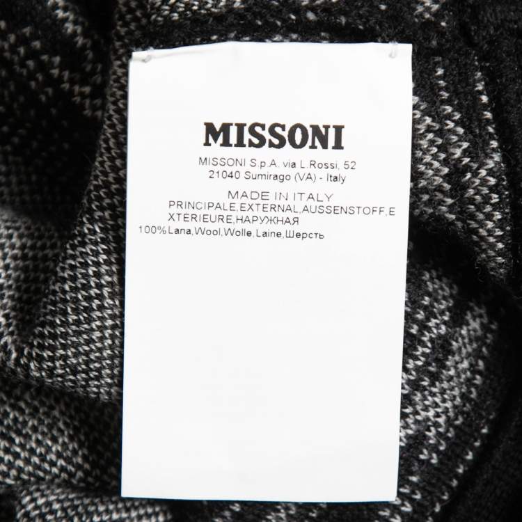 Pre Owned Missoni Black Chevron Patterned Knit Pleated Dress M