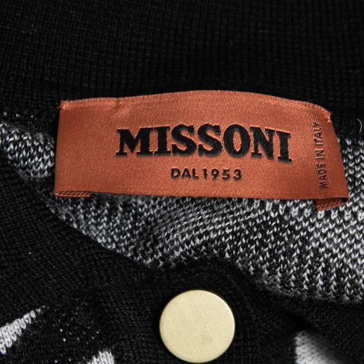 Pre Owned Missoni Black Chevron Patterned Knit Pleated Dress M