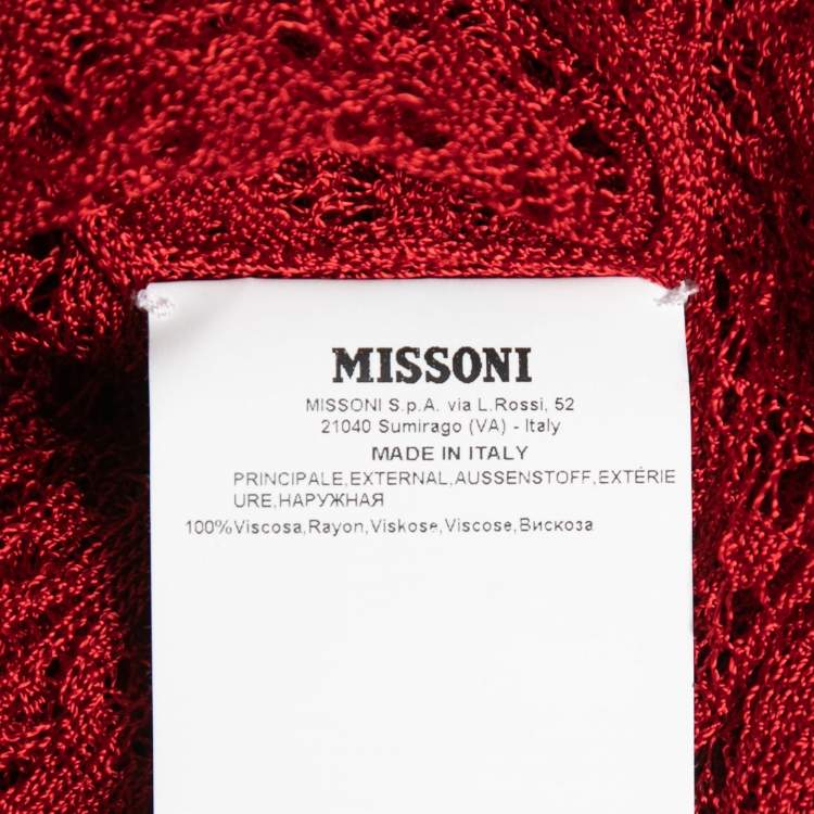 Pre Owned Missoni Red Open Knit Tank Top S
