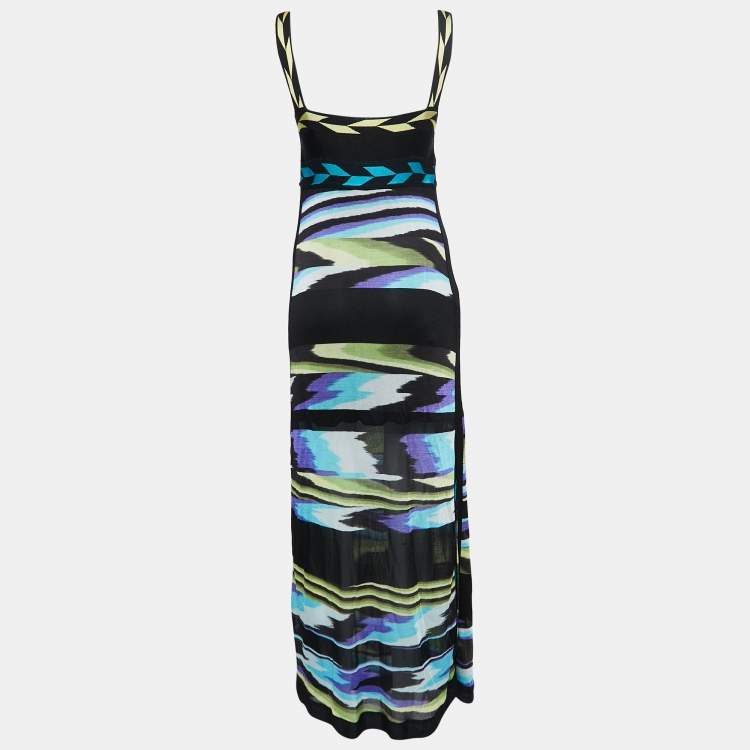 Pre Owned Missoni Black Patterned Knit Sleeveless Maxi Dress S
