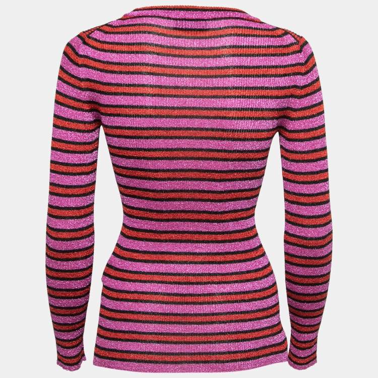 Pre Owned Missoni Pink Striped Lurex Knit Pullover S