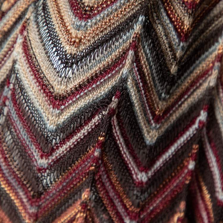 Pre Owned Missoni Brown Patterned Knit Belted Cardigan M