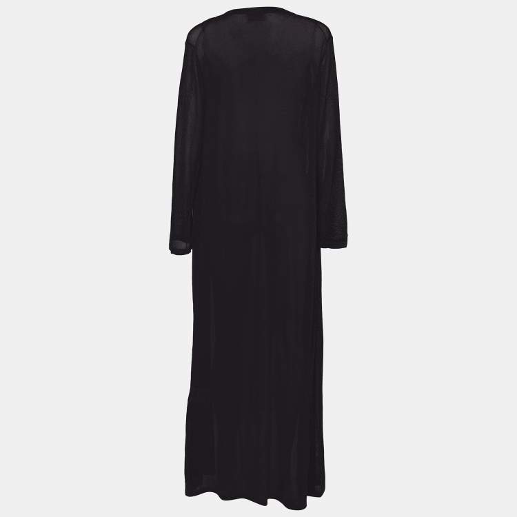 Pre Owned Missoni Black Lurex Knit Open Front Long Shrug M