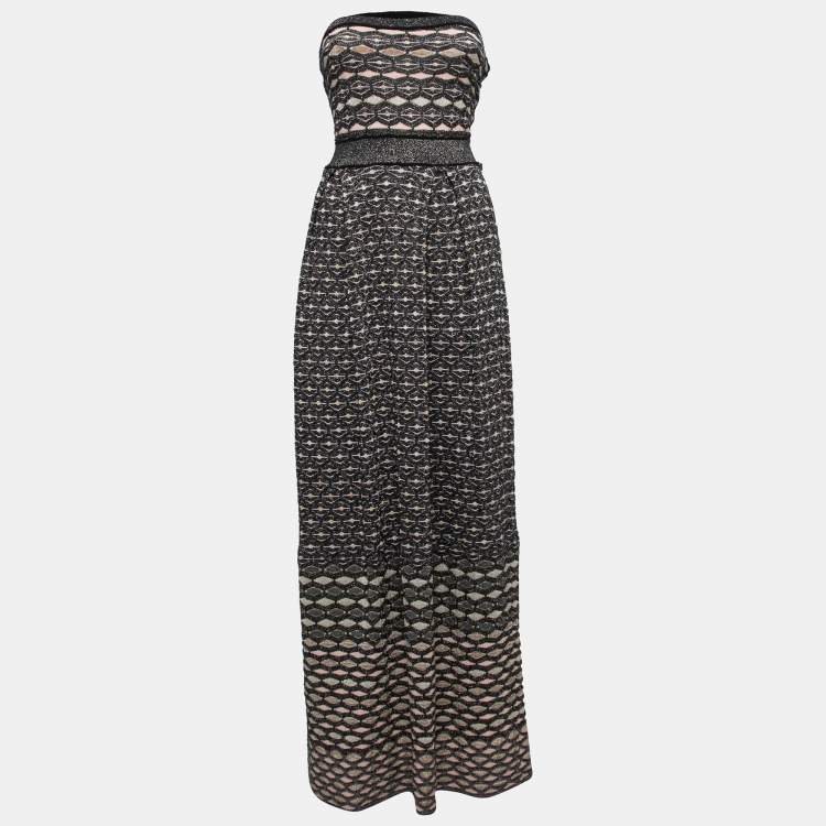 مملوكة مسبقًا Missoni Multicolor Patterned Lurex Knit Maxi Dress & Cardigan Set M