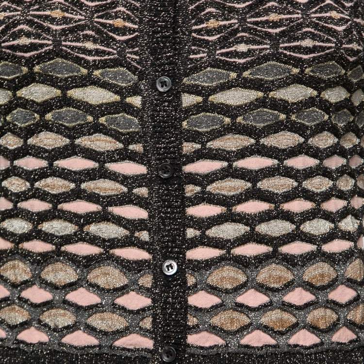 مملوكة مسبقًا Missoni Multicolor Patterned Lurex Knit Maxi Dress & Cardigan Set M