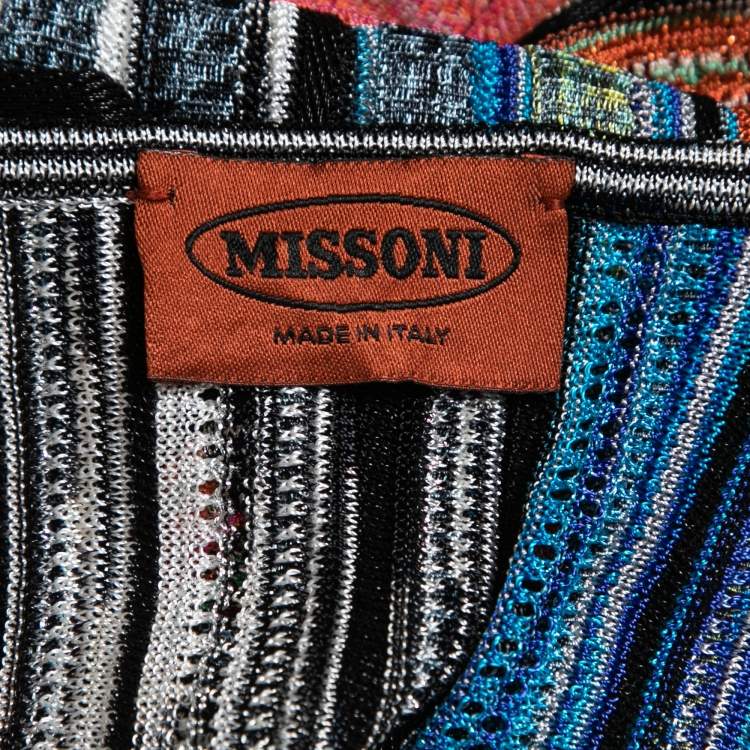 Pre Owned Missoni Multicolor Striped Patterned Knit Sleeveless Top M