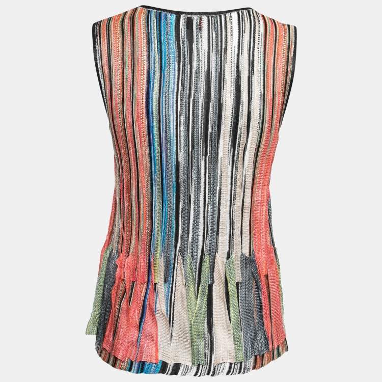 Pre Owned Missoni Multicolor Striped Patterned Knit Sleeveless Top M