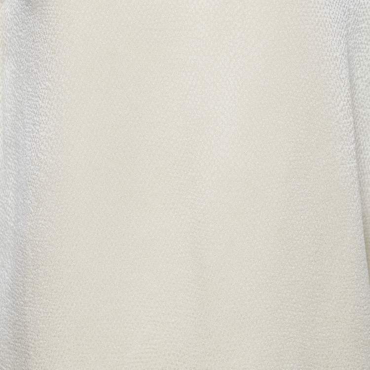 Pre Owned Missoni Cream Patterned Silk Sequin Bow Detail Top S