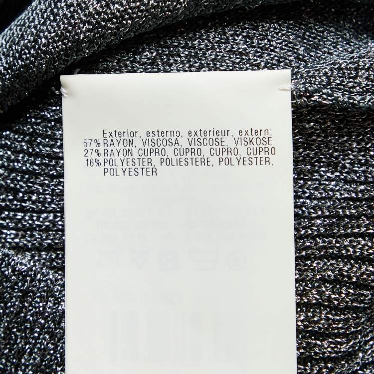 Pre Owned Missoni Silver Lurex Knit Sleeveless Button Front Cardigan M