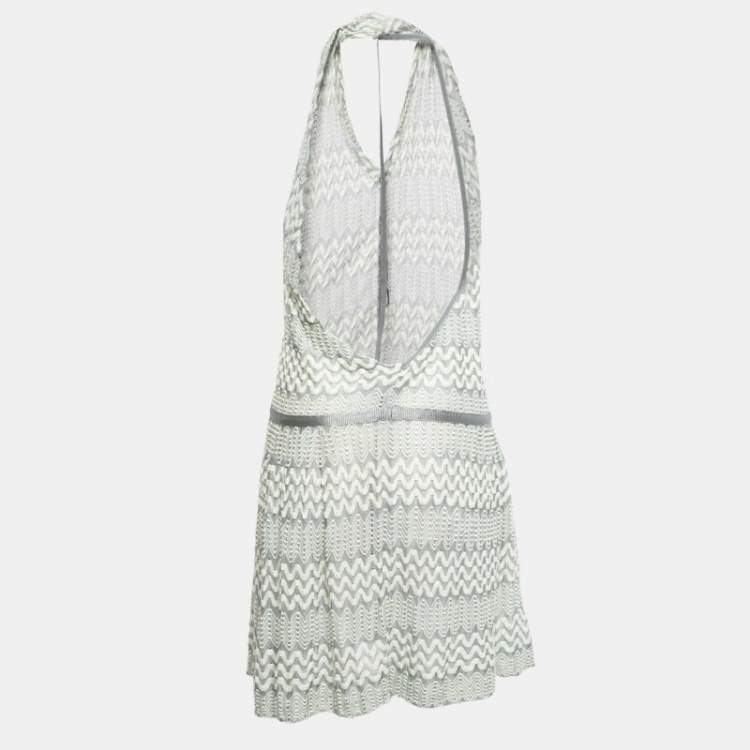 Pre Owned Missoni Mint Green Chevron Knit Backless Mini Dress S