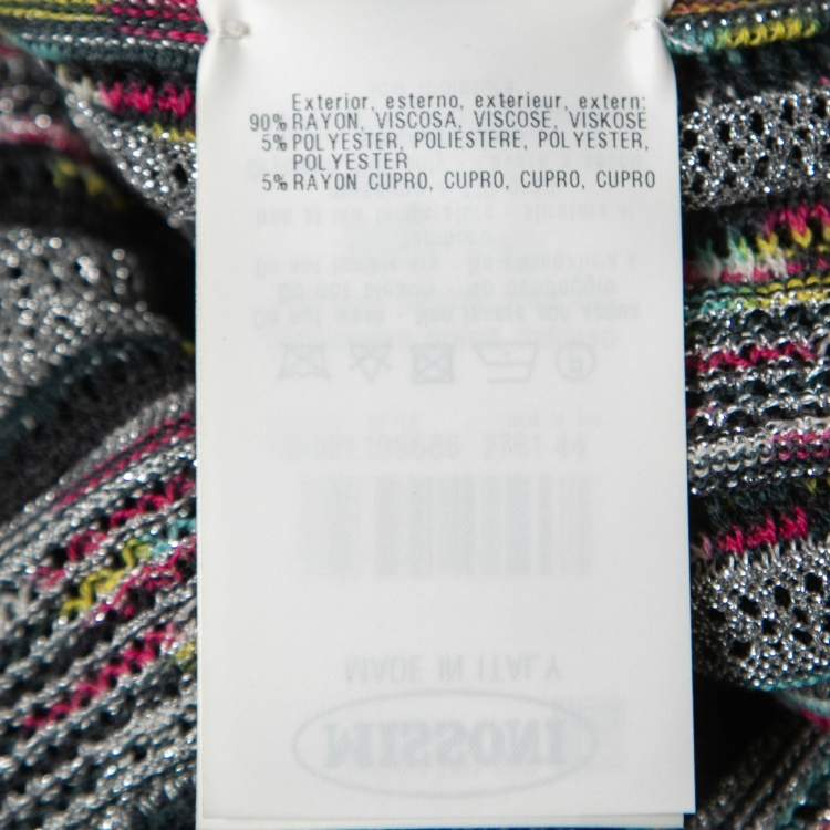 Pre Owned Missoni Black Stripe Patterned Lurex Knit Open Long Cardigan M
