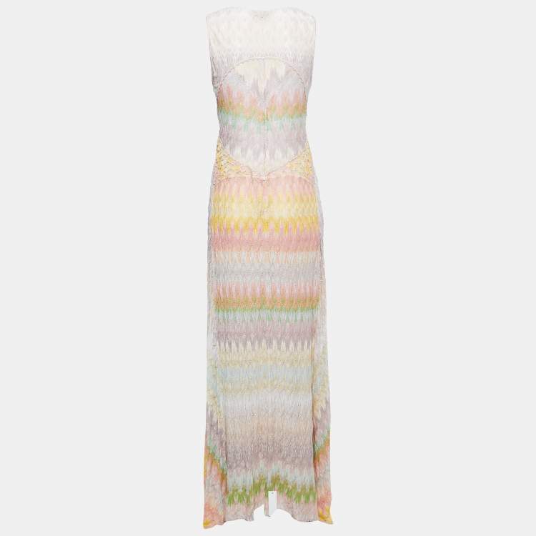 Pre Owned Missoni Multicolor Patterned Knit V-Neck Sleeveless Maxi Dress M