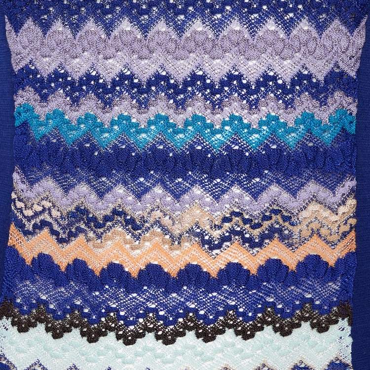 Pre Owned Missoni Navy Blue Crochet Knit Sleeveless Tank Top M